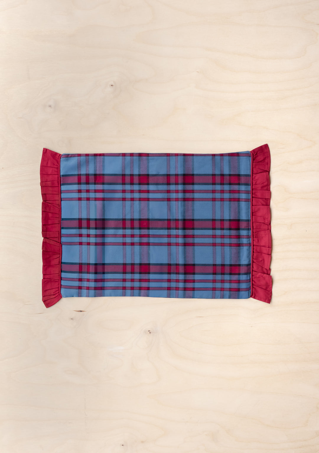 Lot de 2 sets de table en coton à motif tartan bleu marine 