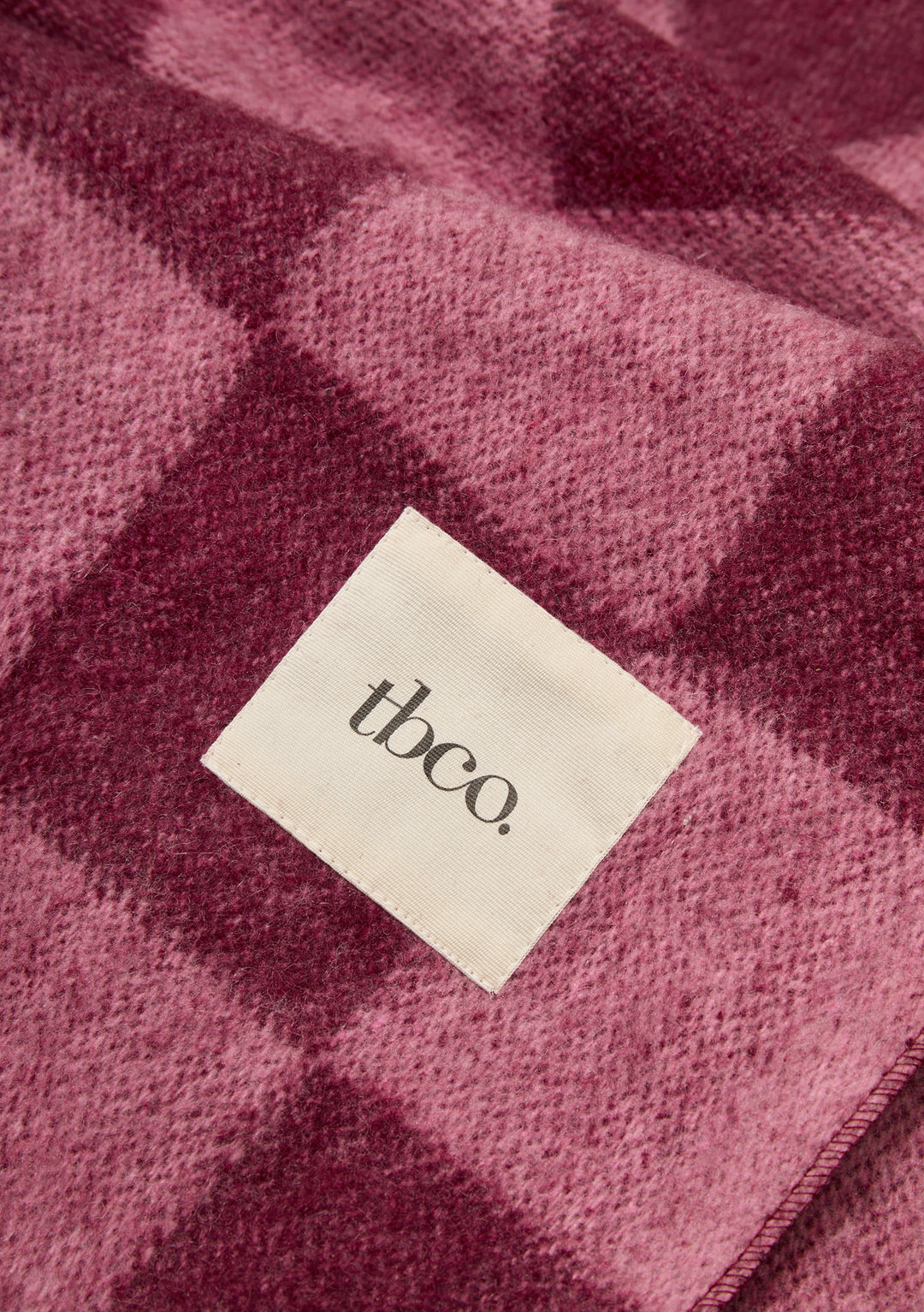 Recycled Wool Blanket in Rose and Fig Checkerboard