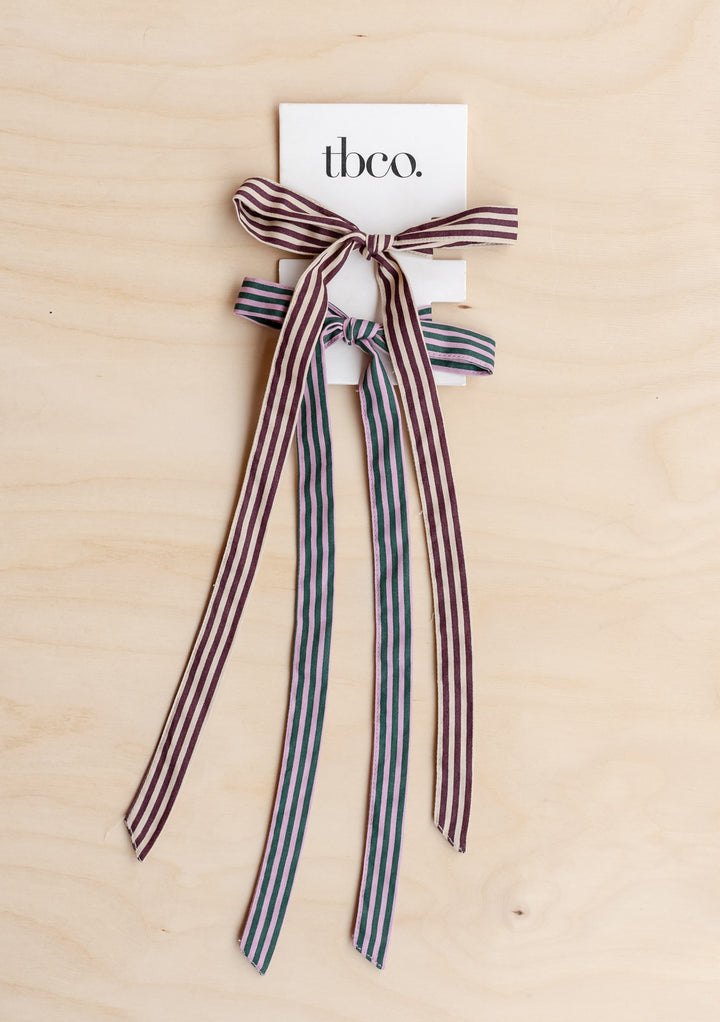 Cotton Bows, Set of 2 in Micro Stripe