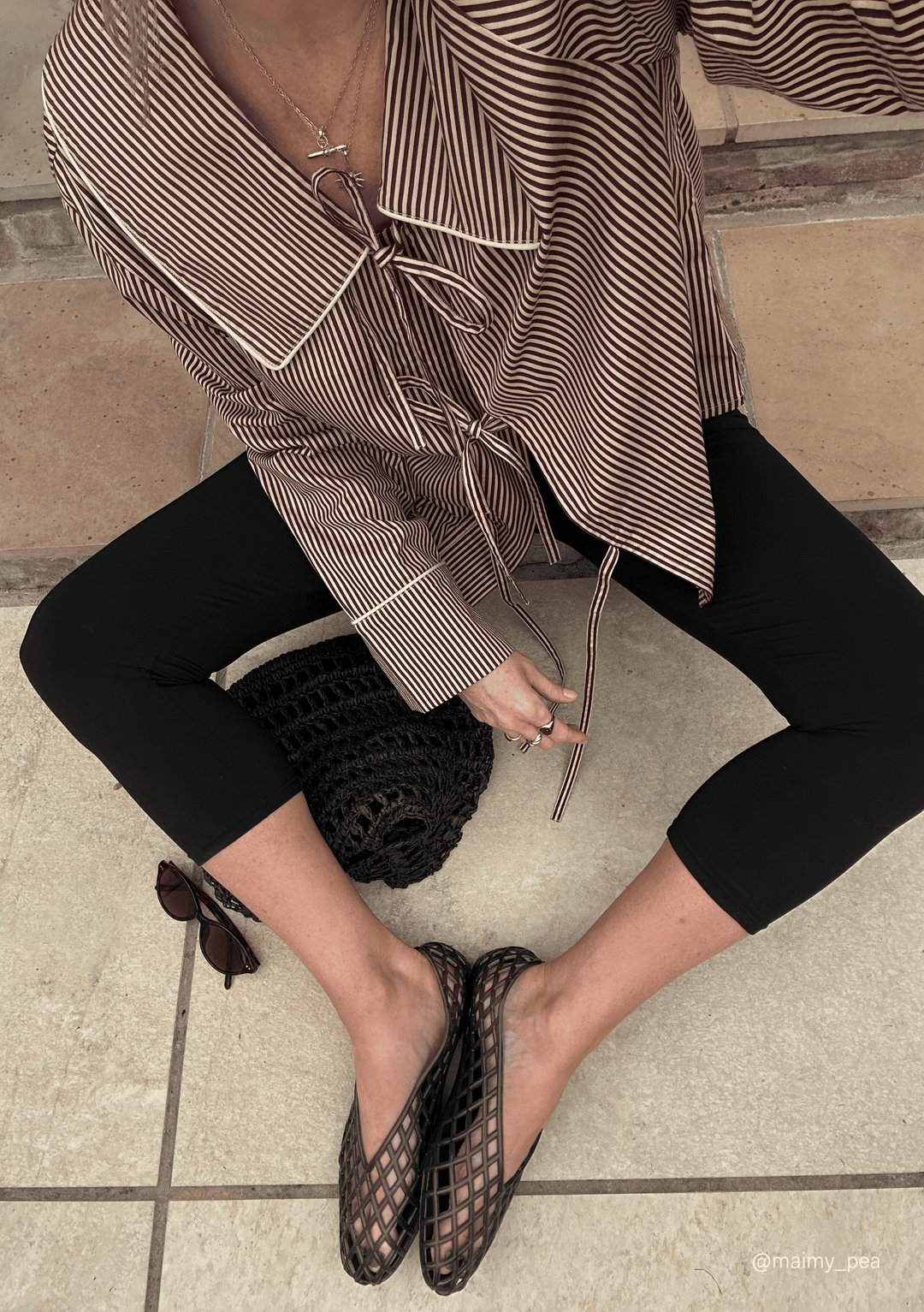 Cotton Shirt in Camel Stripe