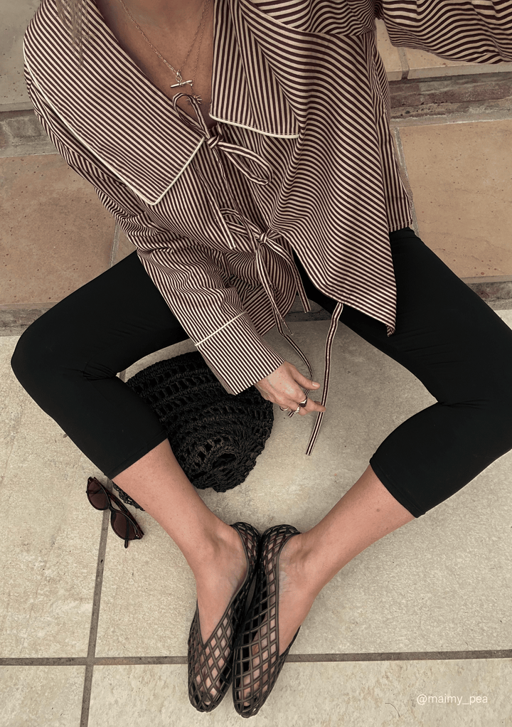 Cotton Shirt in Camel Stripe