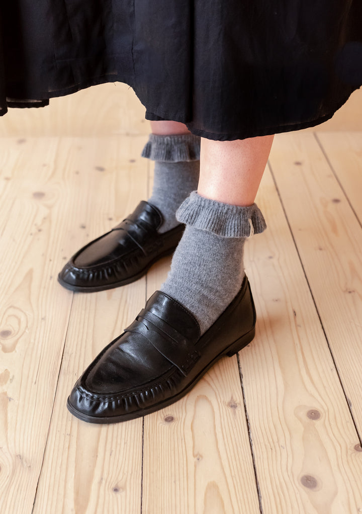 Merino Wool Socks in Charcoal Frilly