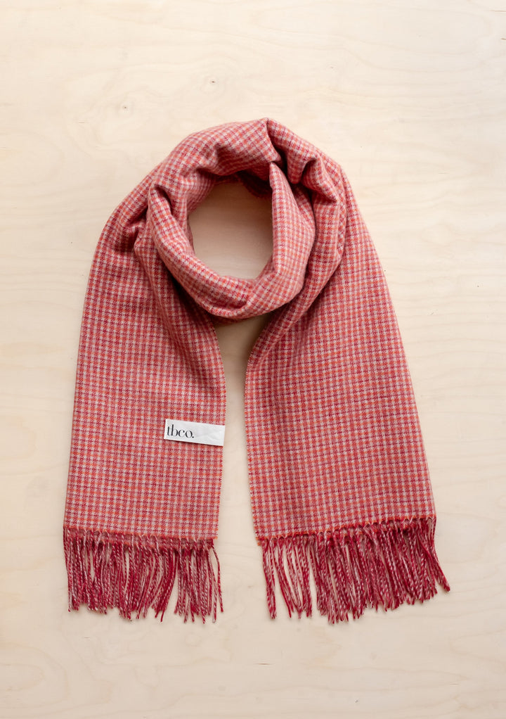 Sample Sale Lambswool Blanket Scarf in Berry Textured Check