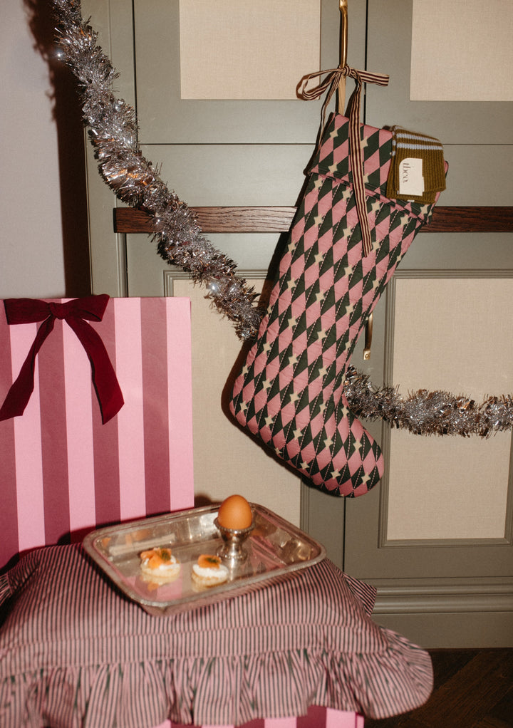 Gesteppter Weihnachtsstrumpf aus Baumwolle in Pink Harlekin 