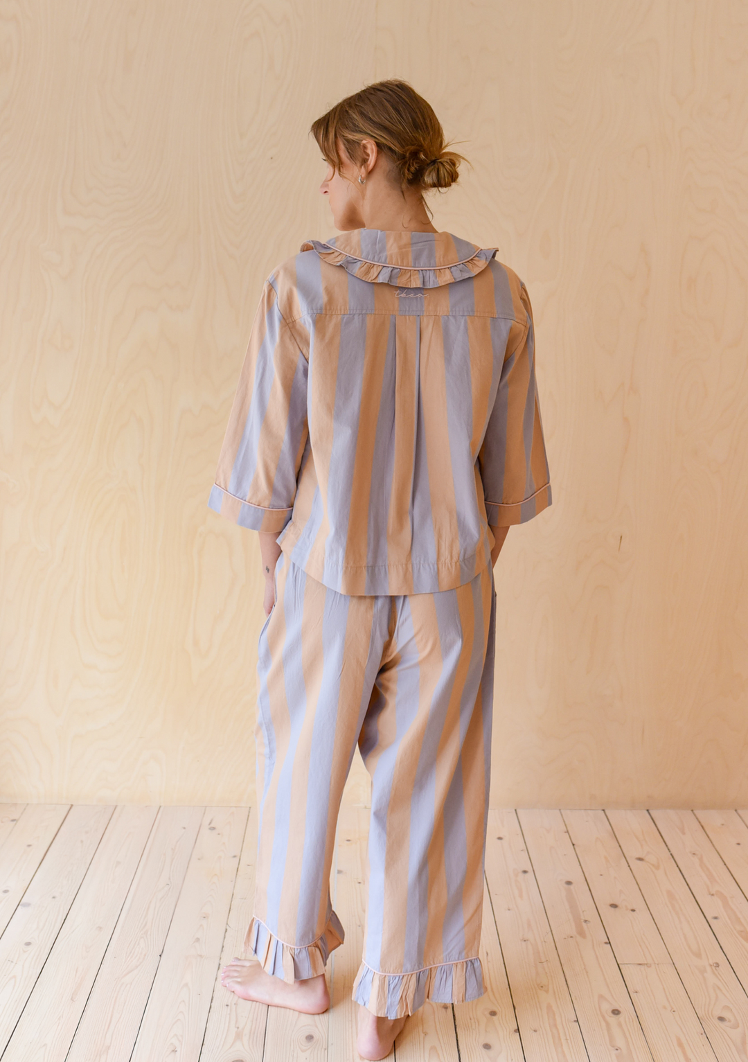 Cotton Pyjamas in Orange Stripe