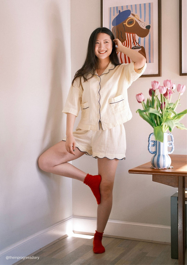 Pyjama en coton couleur babeurre
