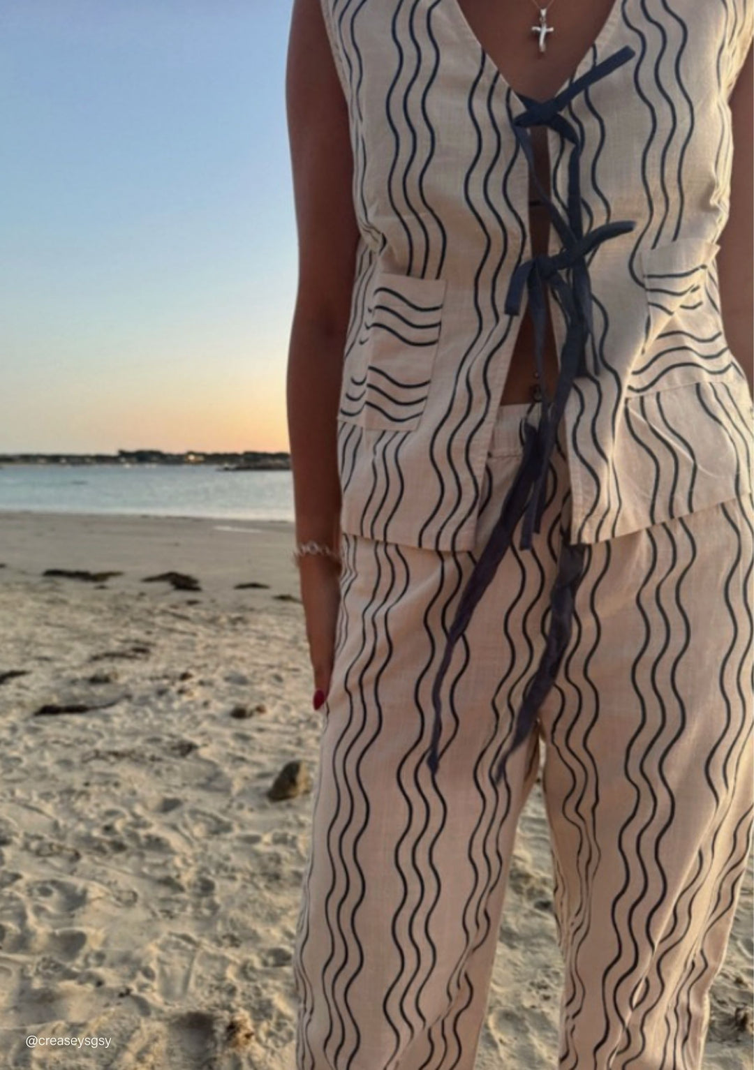 Baumwoll-Top zum Binden in Blaue Welle