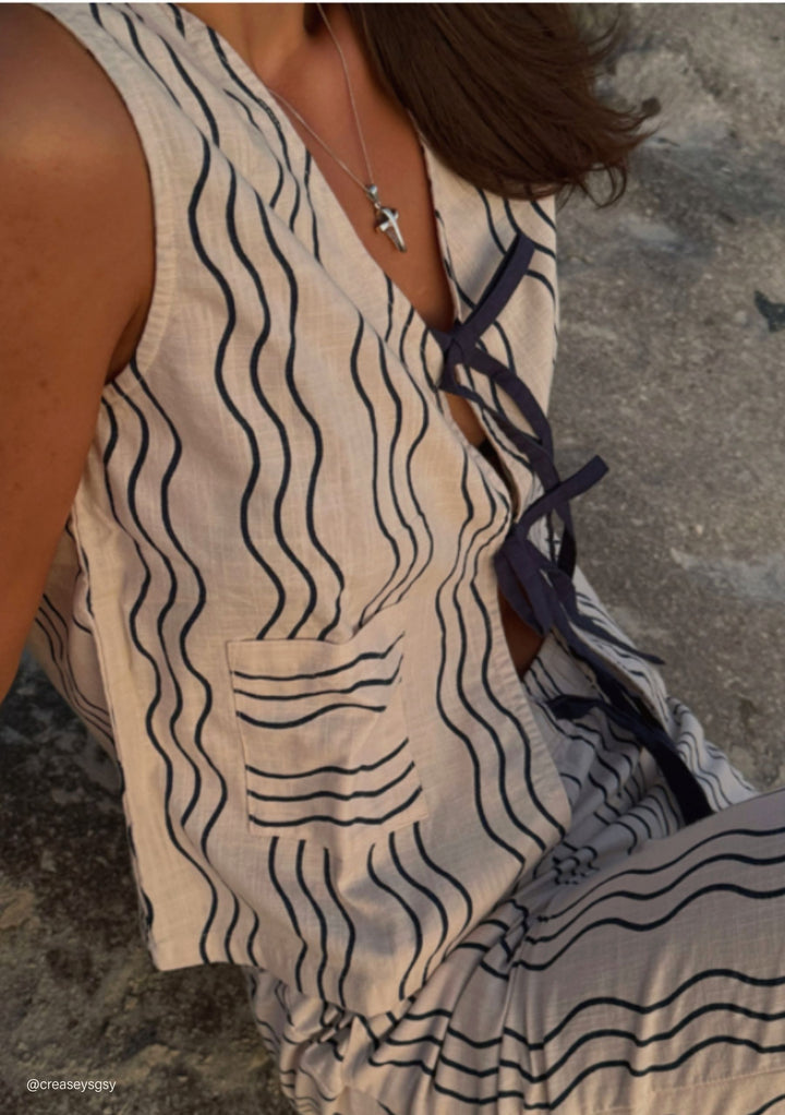 Baumwoll-Top zum Binden in Blaue Welle