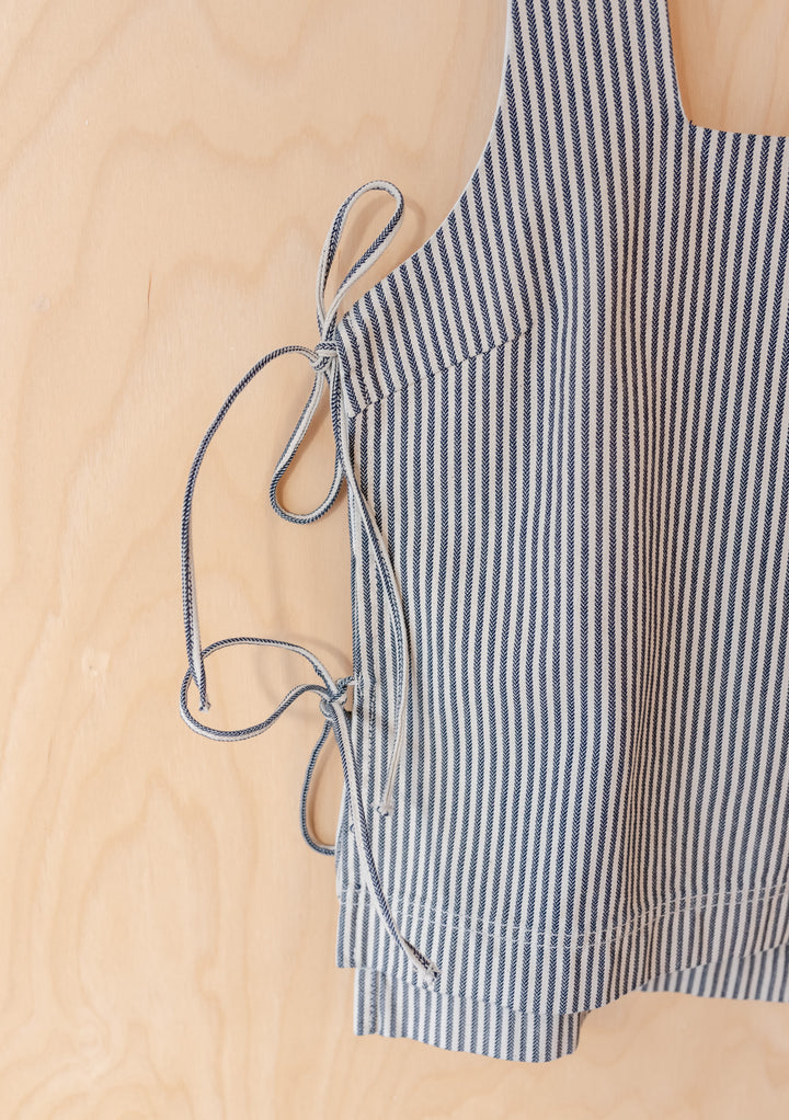 Top en jean à nouer sur le côté à rayures chevrons