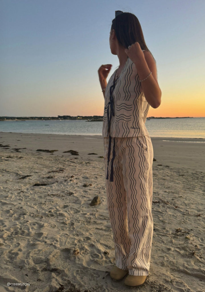 Baumwollhose in Blue Wave