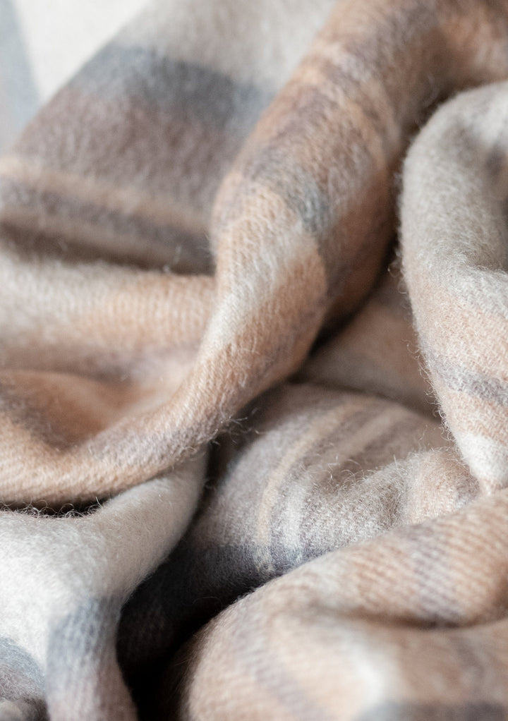 Lambswool Blanket Scarf in Stewart Natural Dress Tartan - TBCo 