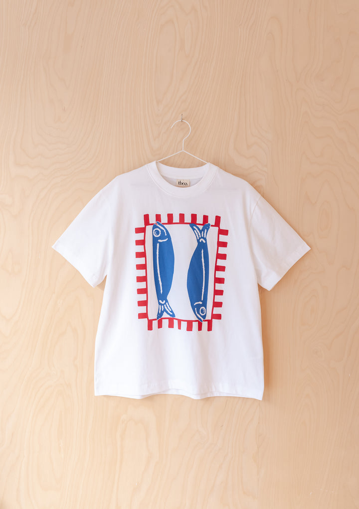 Baumwoll-T-Shirt in Weißfisch