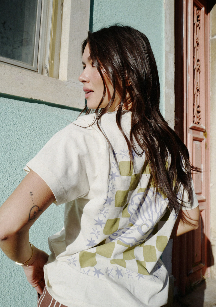 Baumwoll-T-Shirt in Ecru Shell