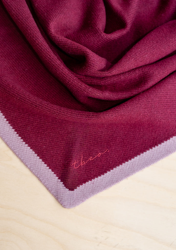 Large Merino Triangle Scarf in Burgundy & Lilac