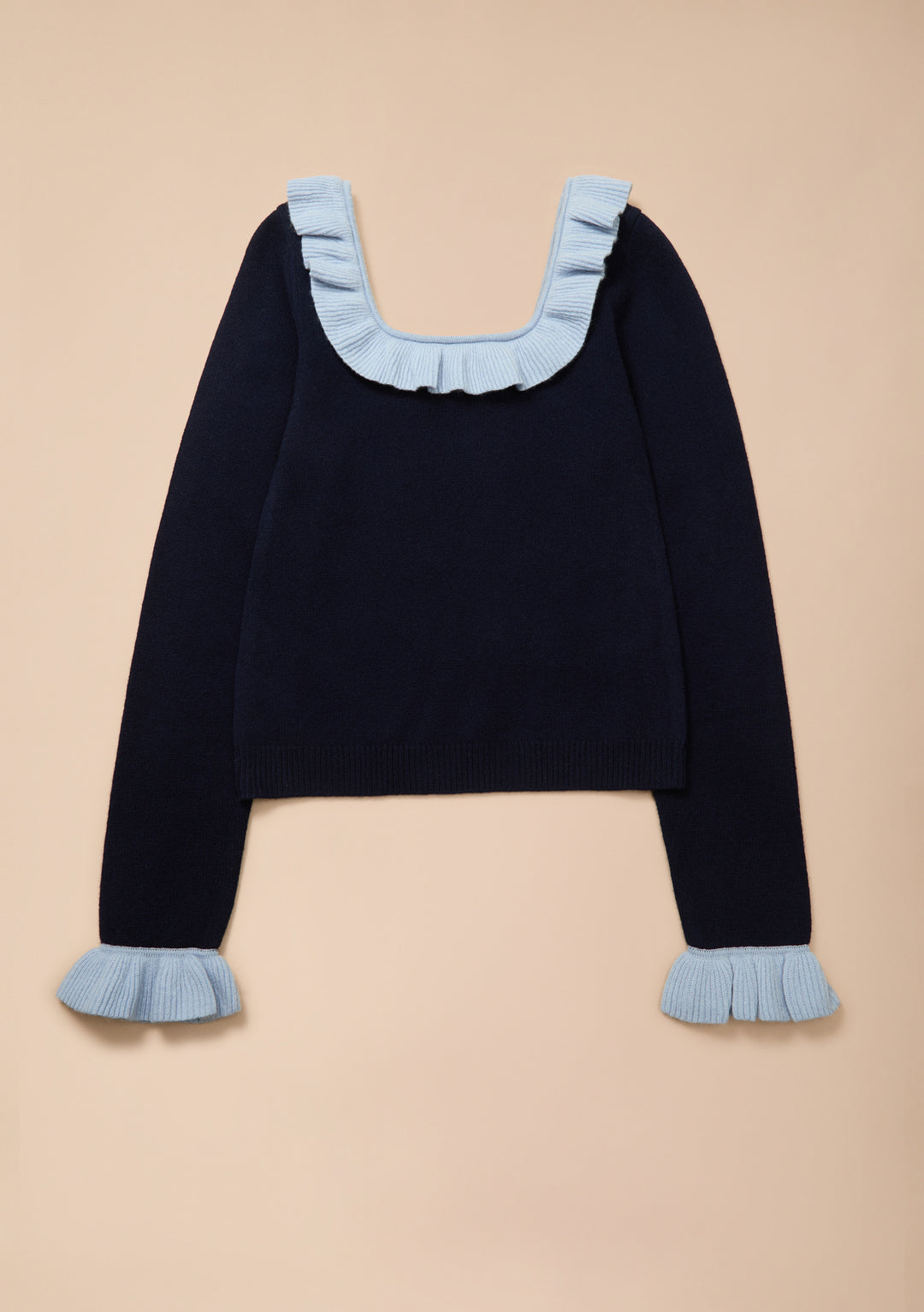 TBCo x Liu Merino Ruffle Jumper in Navy