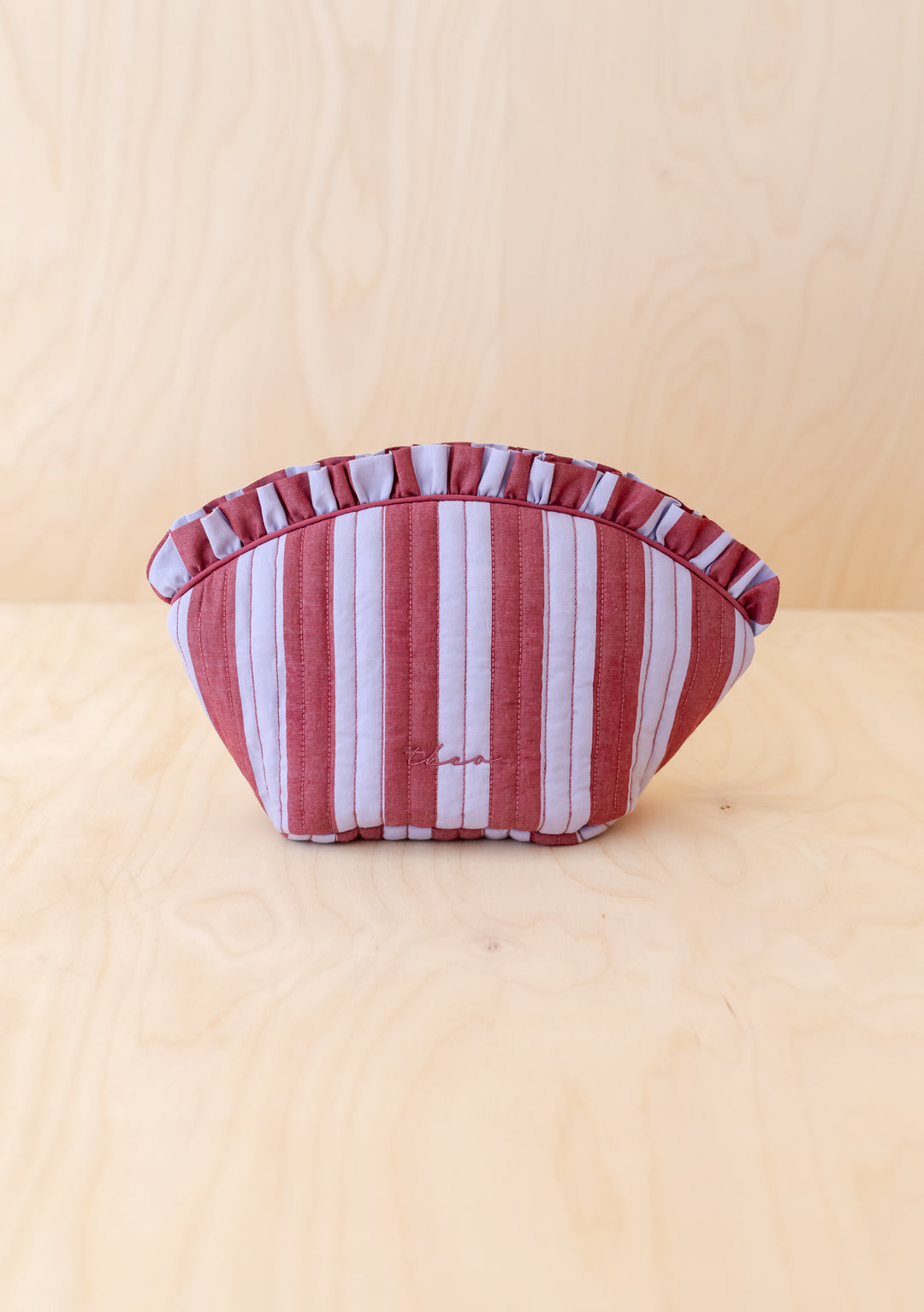 Trousse de toilette en coton à rayures lilas 