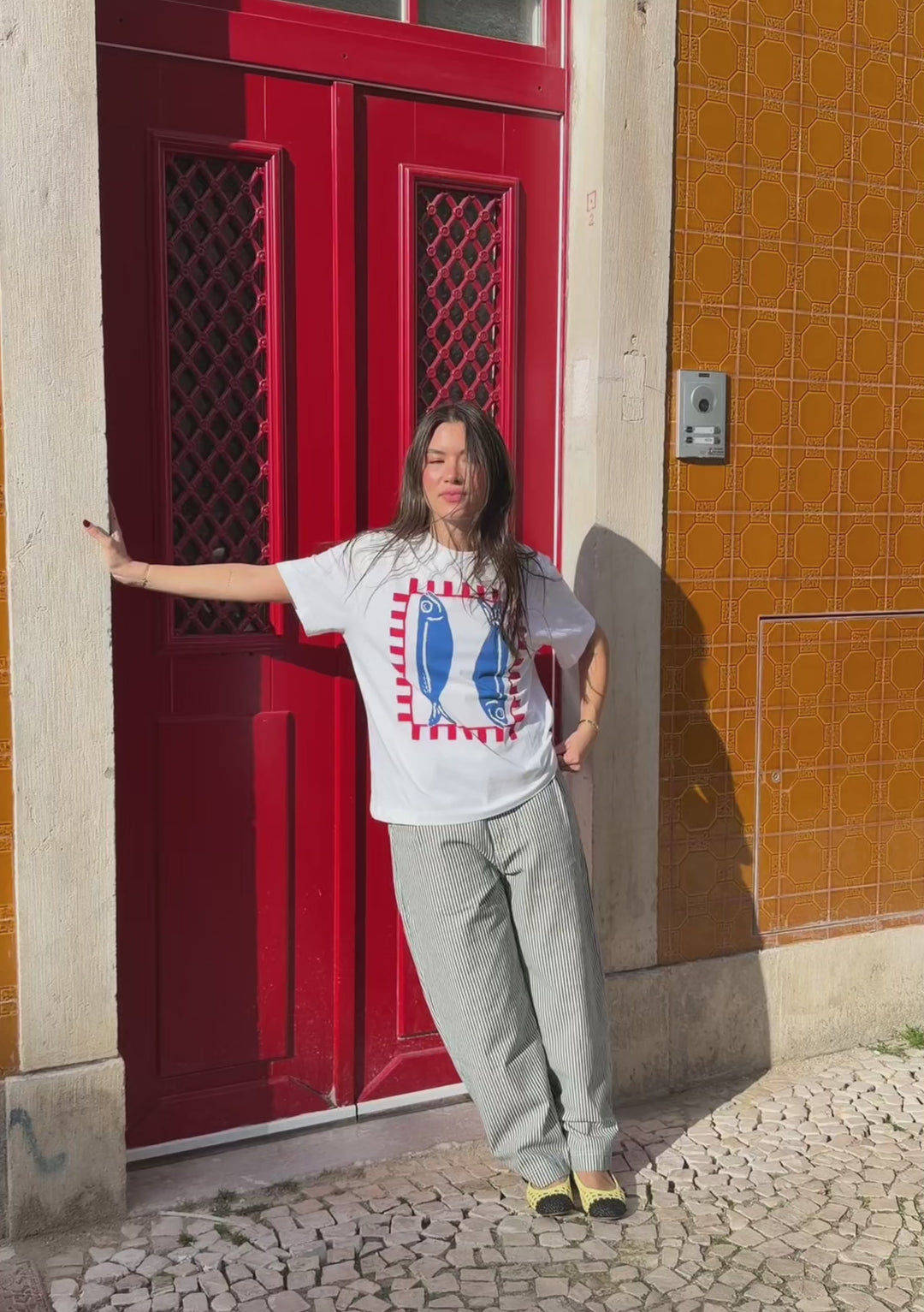 Baumwoll-T-Shirt in Weißfisch