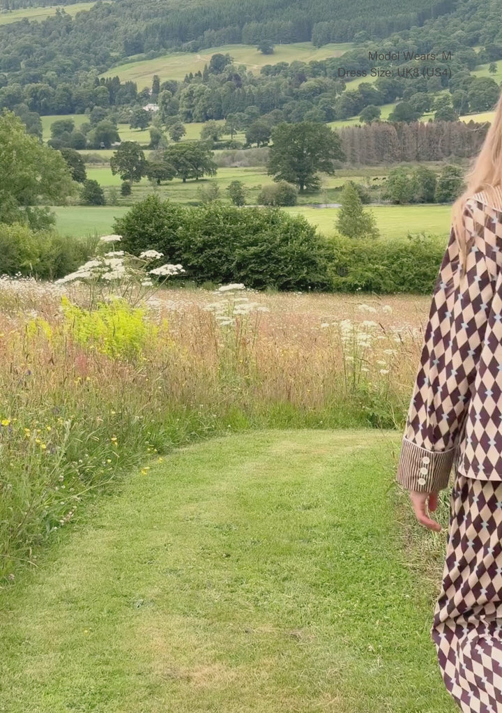 Cotton Pyjamas in Camel Harlequin