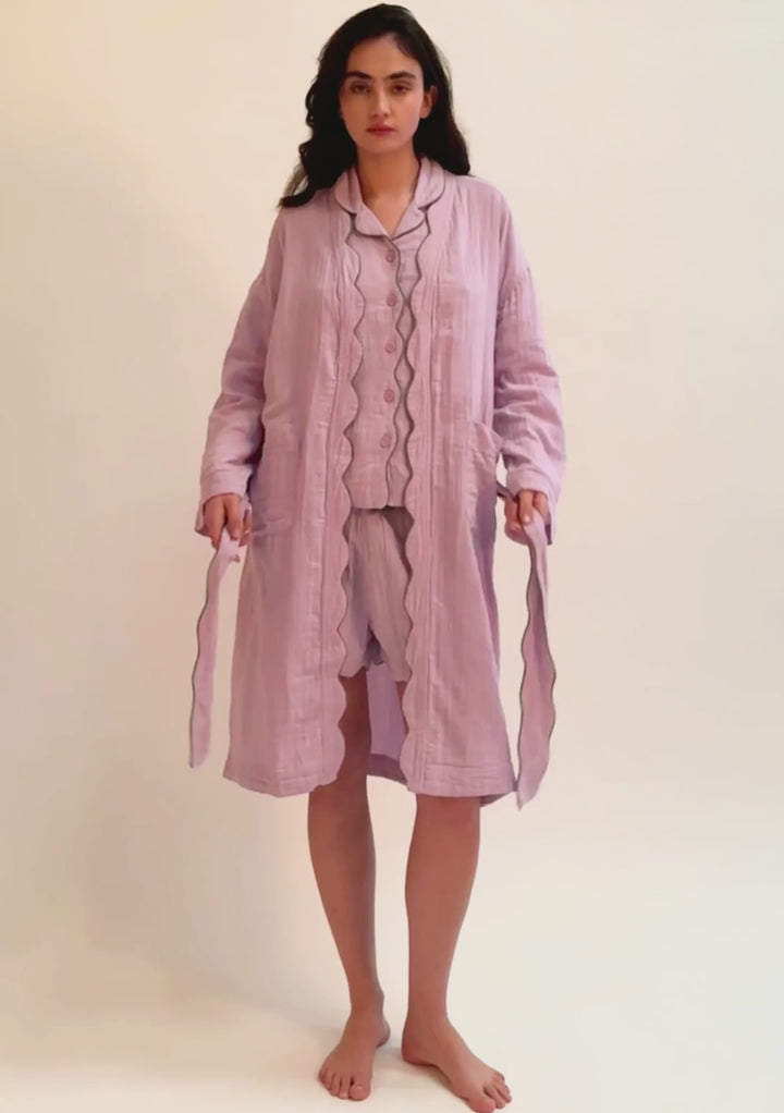 Baumwollbademantel in Flieder